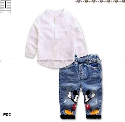 setelan kemeja celana mickey mouse